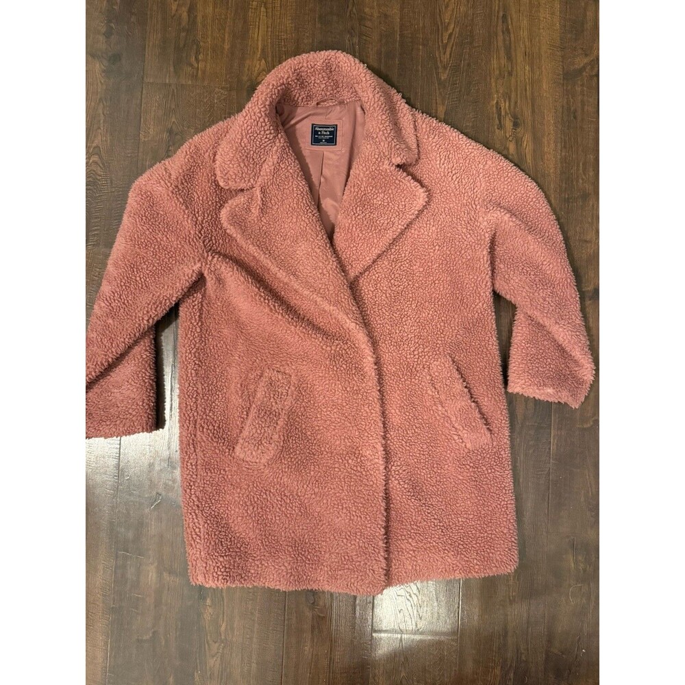 Abercrombie & Fitch Teddy Sherpa Women's Coat Mauve Pink Size Medium Jacket